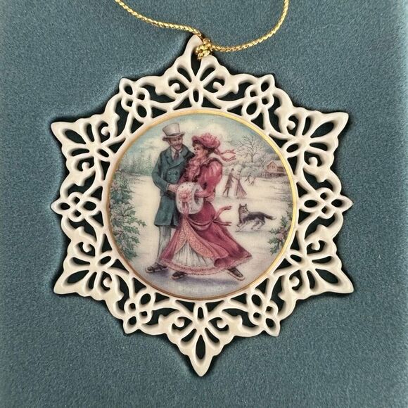 Lenox Victorian‎ Lace Skaters Holiday Hanging Ornament NEW! - Picture 1 of 7